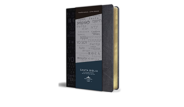 Biblia RVR1960 Lt Grande Manual Simil Piel Negro Nombres de Dios I 10.5pt