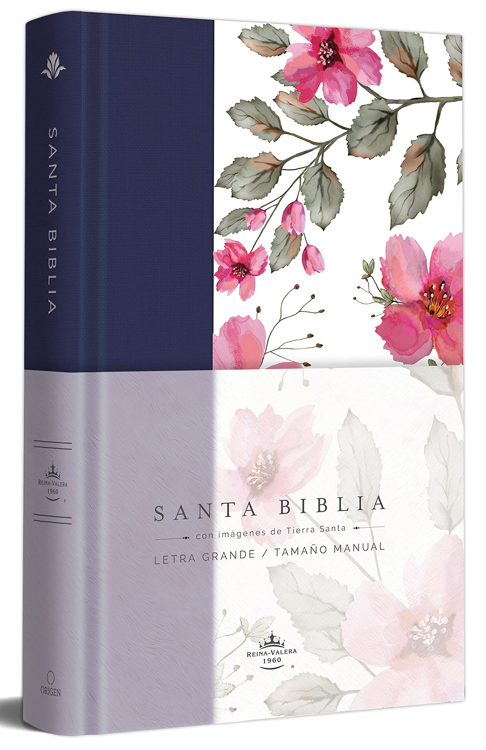 Biblia RVR1960 Lt Grande Tapa Dura Azul Púrpura flores 10.5pt