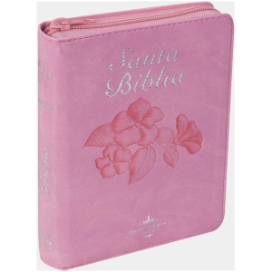 Biblia RVR1960 Tamaño Compacta Imitación Piel Color Rosa Cierre e Índice
