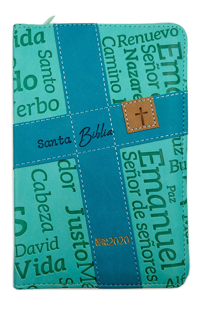 Biblia RVR2020 compacta Con Cierre Turquesa cruz 10pt