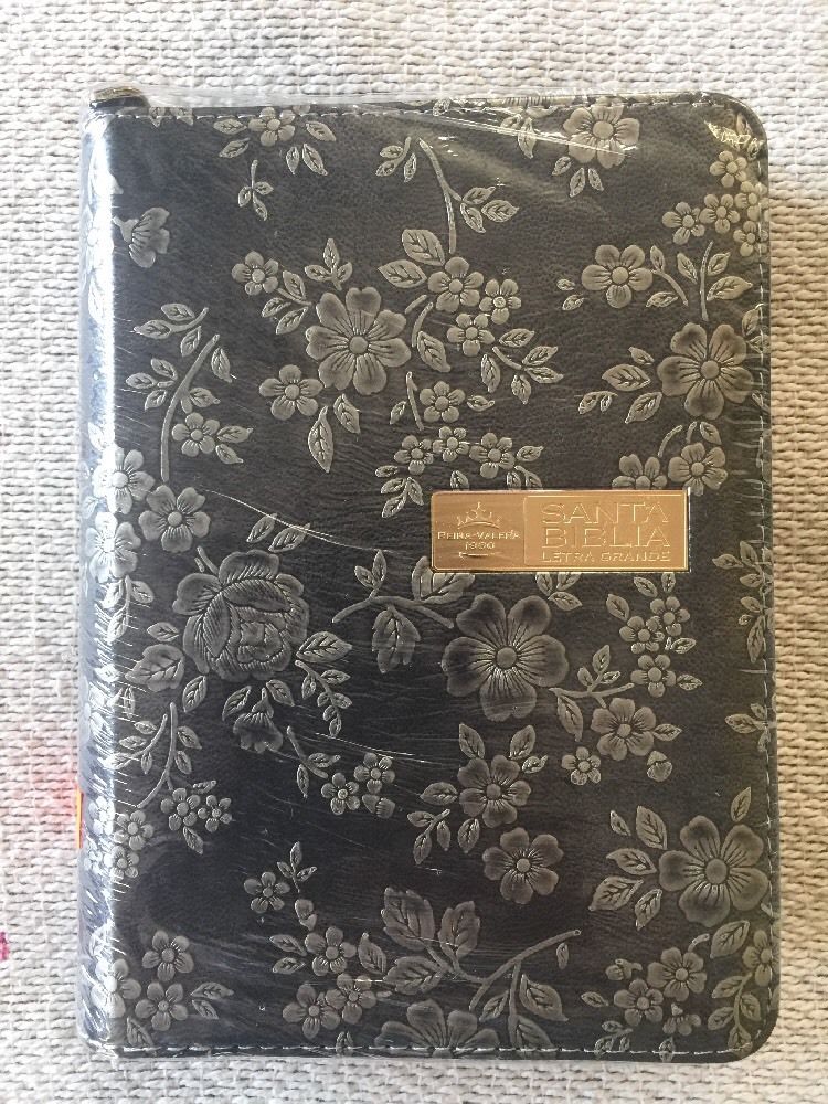 Biblia RVR60 color plateado letra grande cierre RVR045cZLGTI