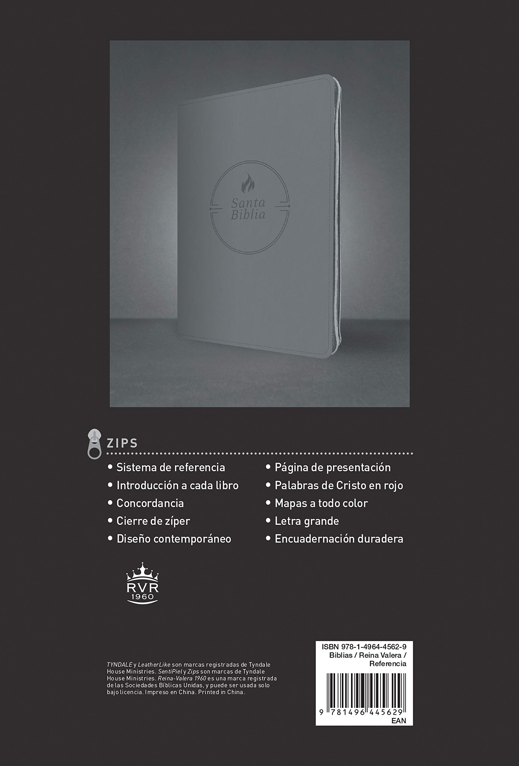 Biblia RVR60 Edición Zíper Referencias Negro Flama