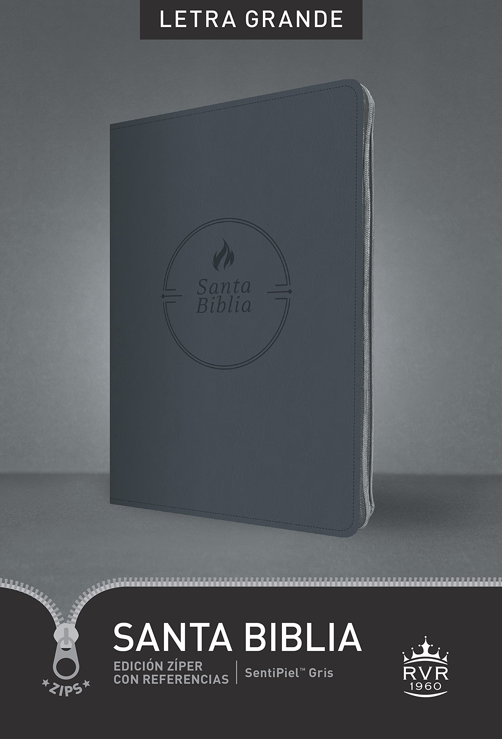 Biblia RVR60 Edición Zíper Referencias Negro Flama