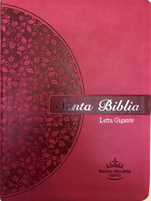 Biblia RVR60 Letra gigante imit piel rosa canto floral