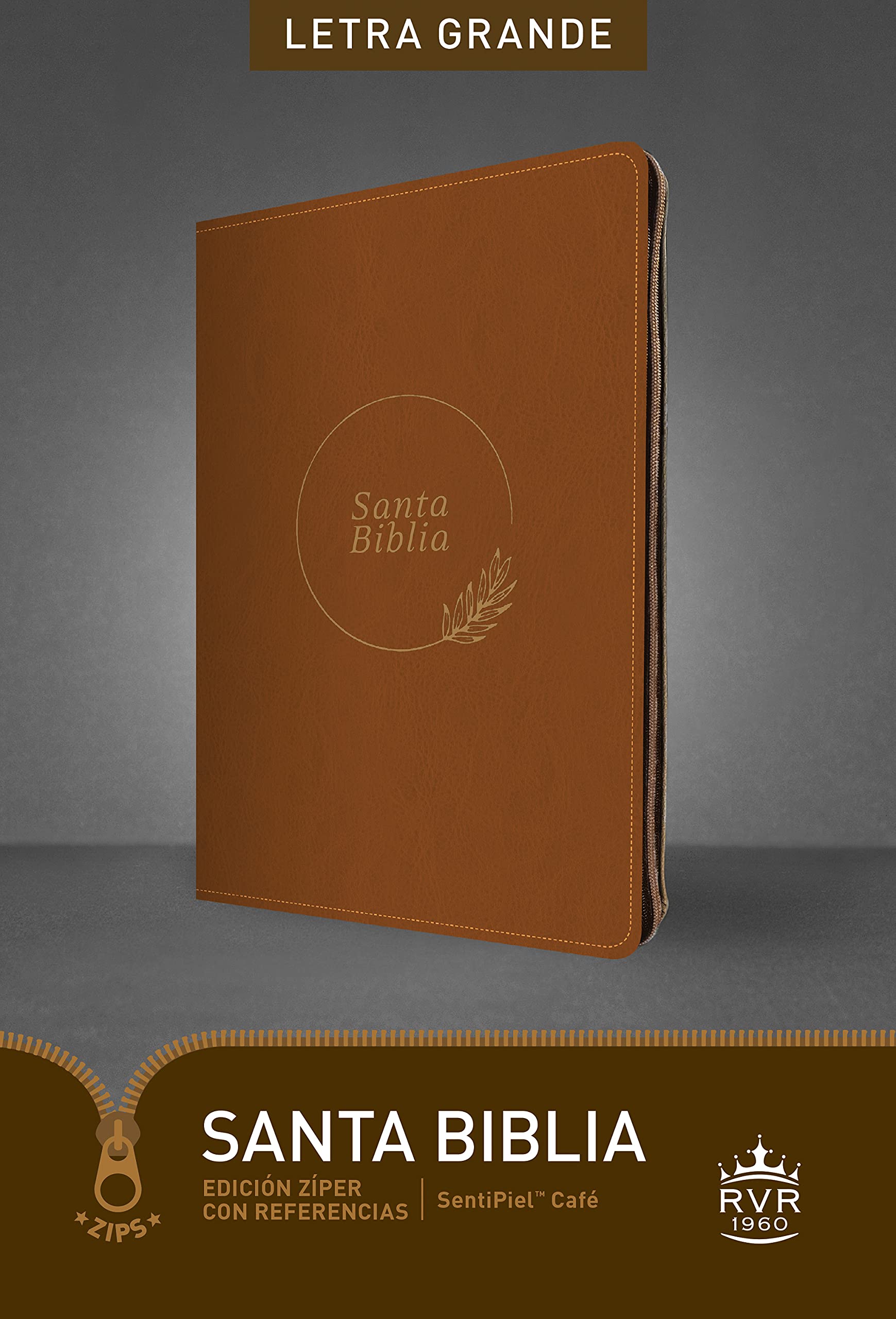 Biblia RVR60 Letra Grande con Cierre Referencias e Índice Café