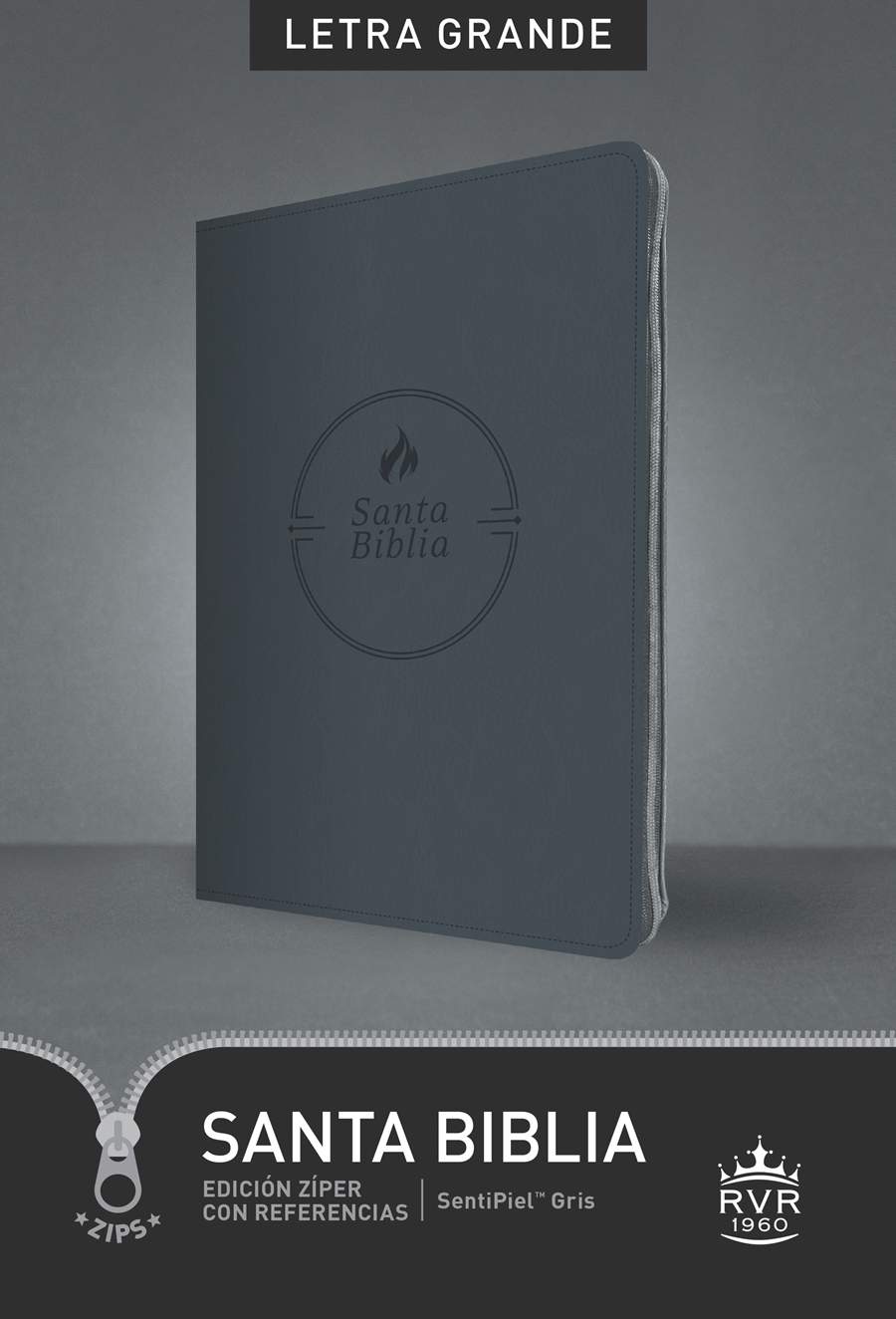 Biblia RVR60 Letra Grande con Cierre Referencias Índice Gris
