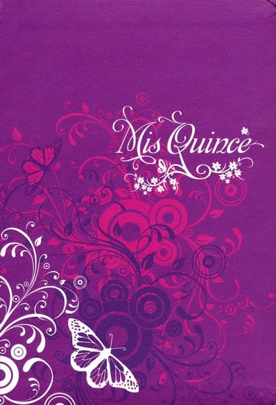Biblia RVR60 mis quince simil piel morado con mariposas