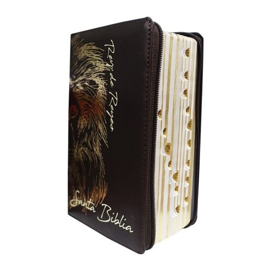 Biblia Rvr60 Piel Fabricada Café León Cierre Índice