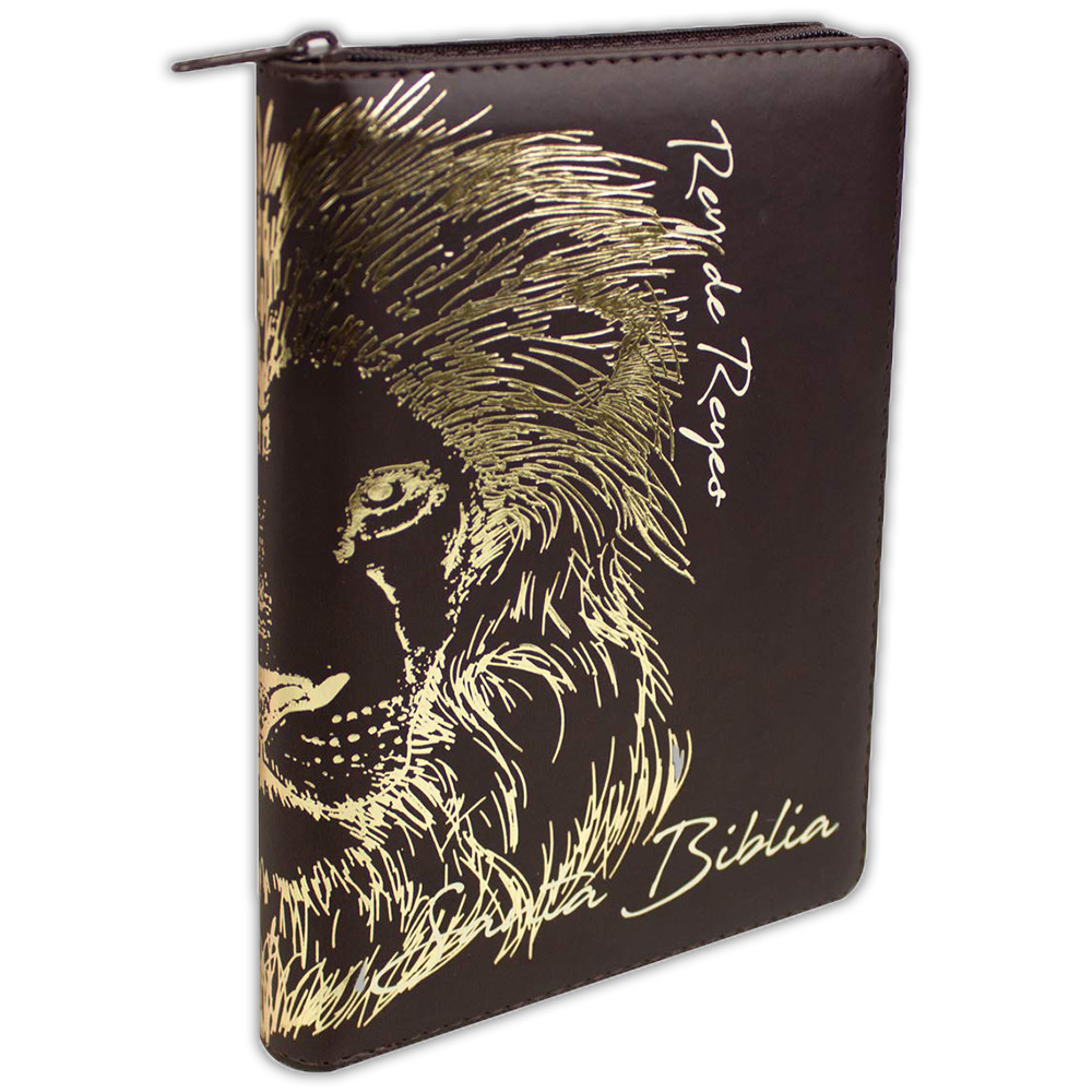 Biblia Rvr60 Piel Fabricada Café León Cierre Índice