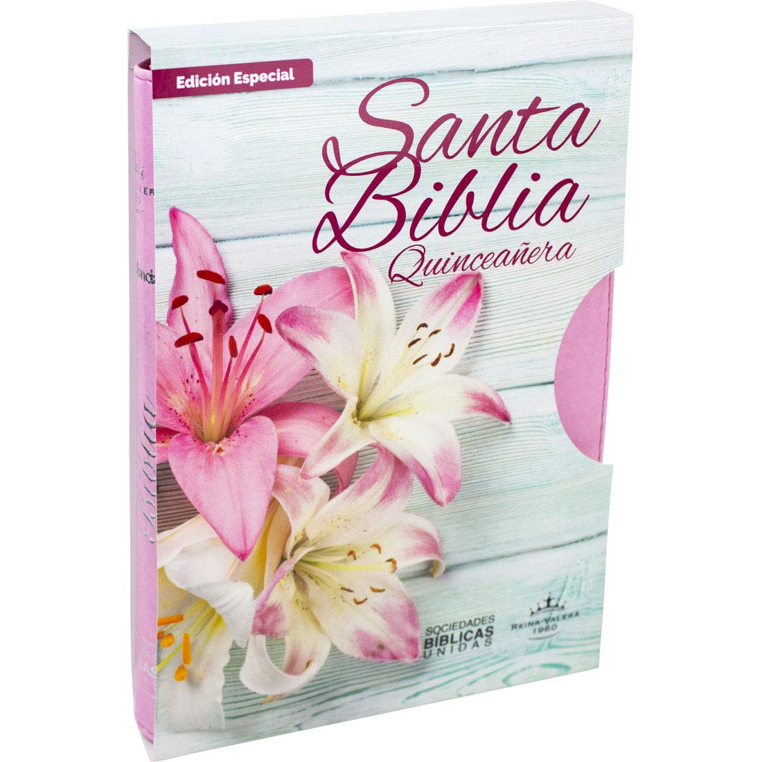 Biblia RVR60 Quinceañera imit. piel rosa cierre índice fuent