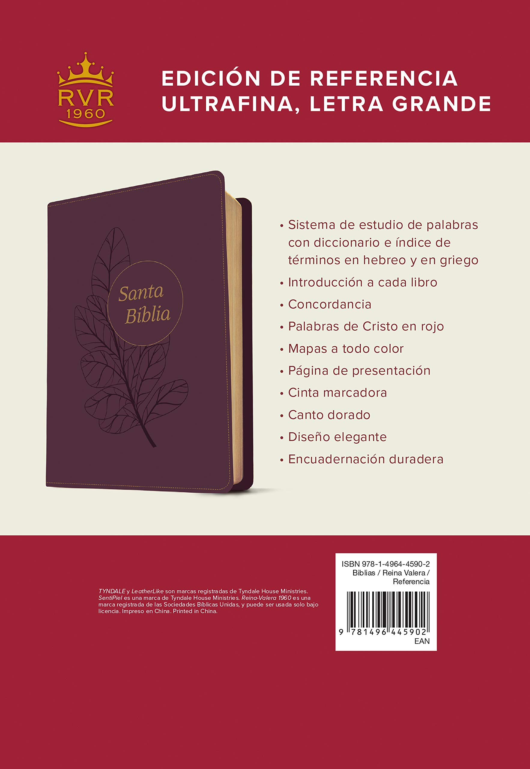 Biblia RVR60 Referencia Ultrafina Letra Grande Ciruela