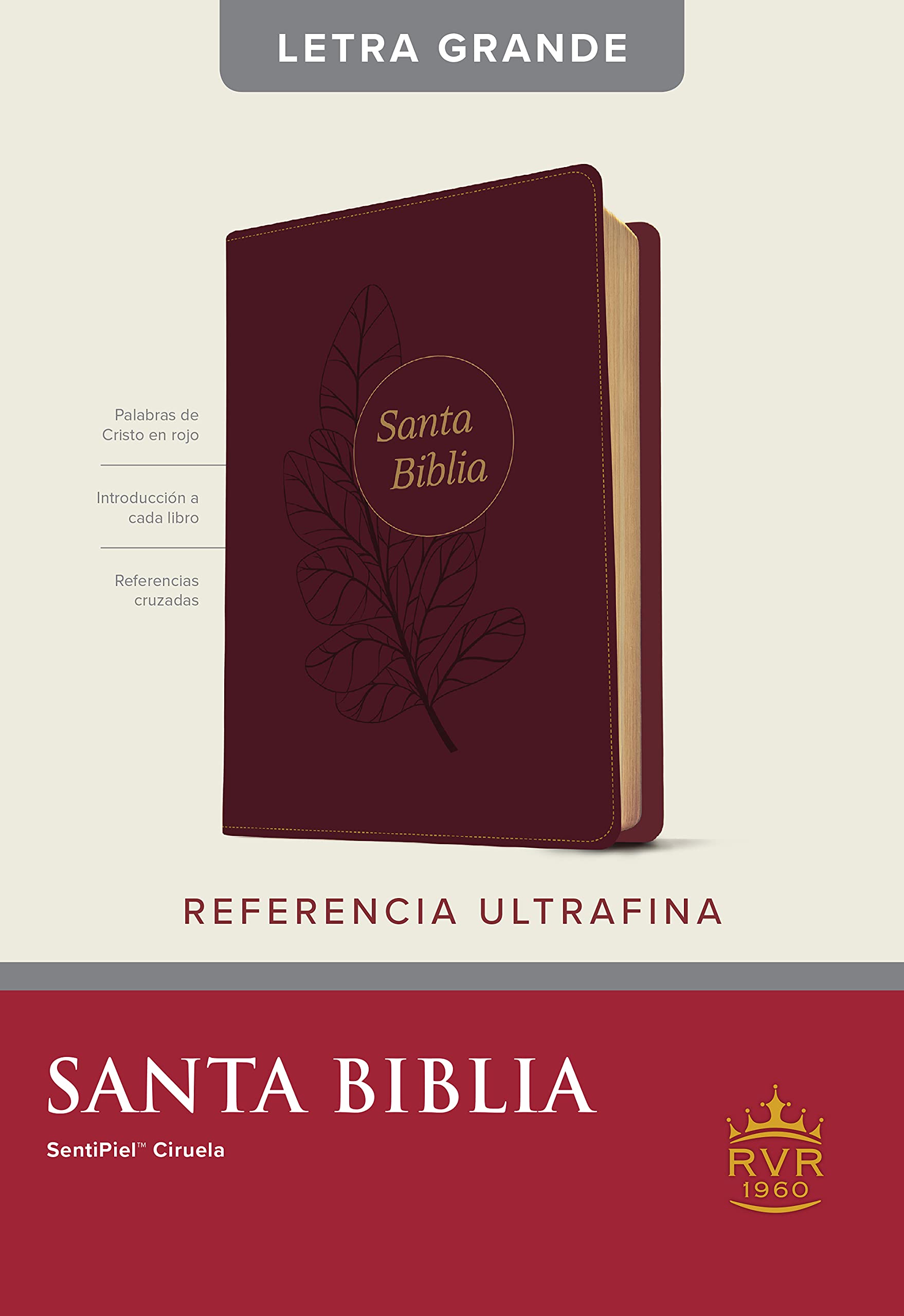 Biblia RVR60 Referencia Ultrafina Letra Grande Ciruela