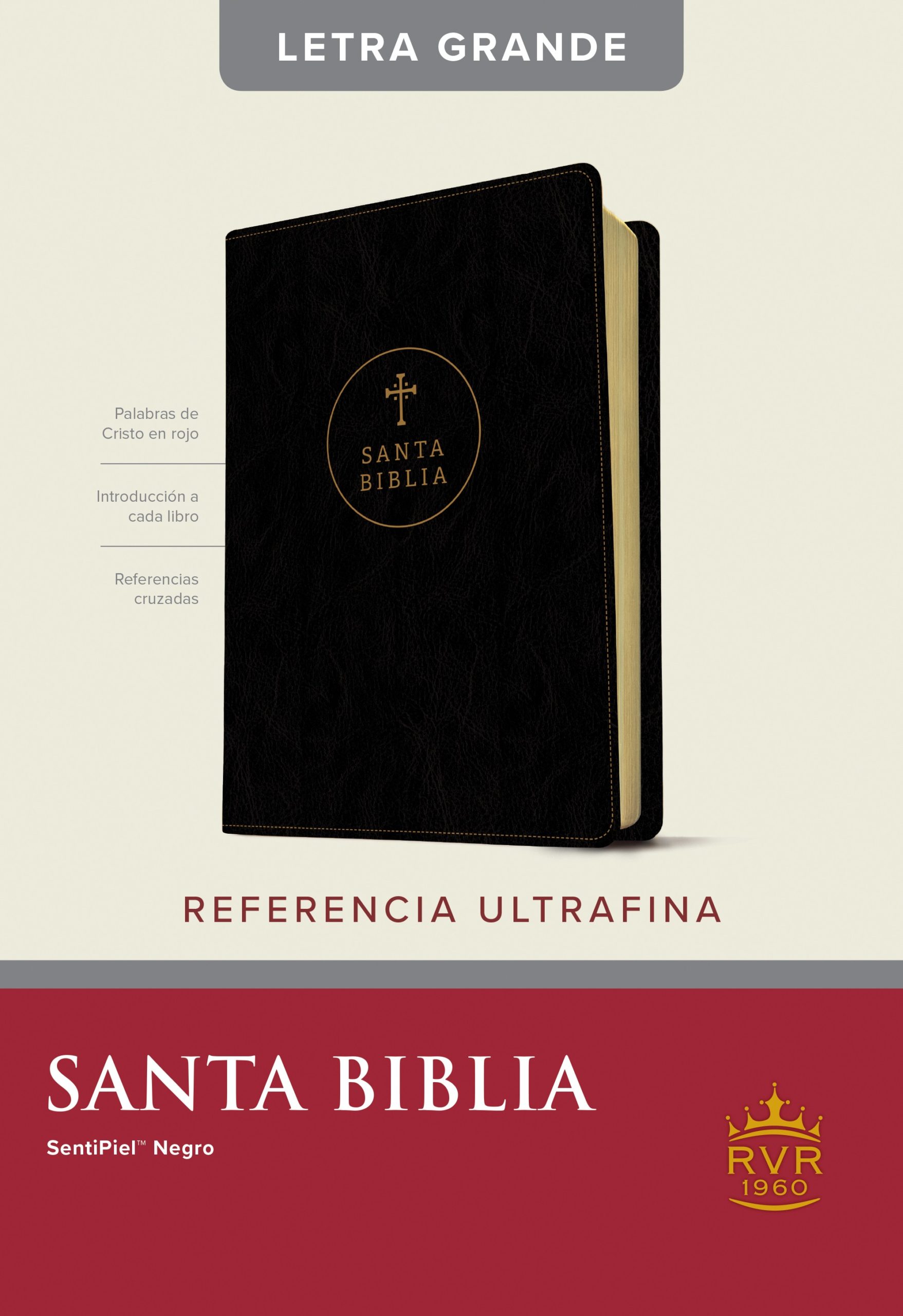 Biblia RVR60 Referencia Ultrafina Letra Grande Negro Cruz