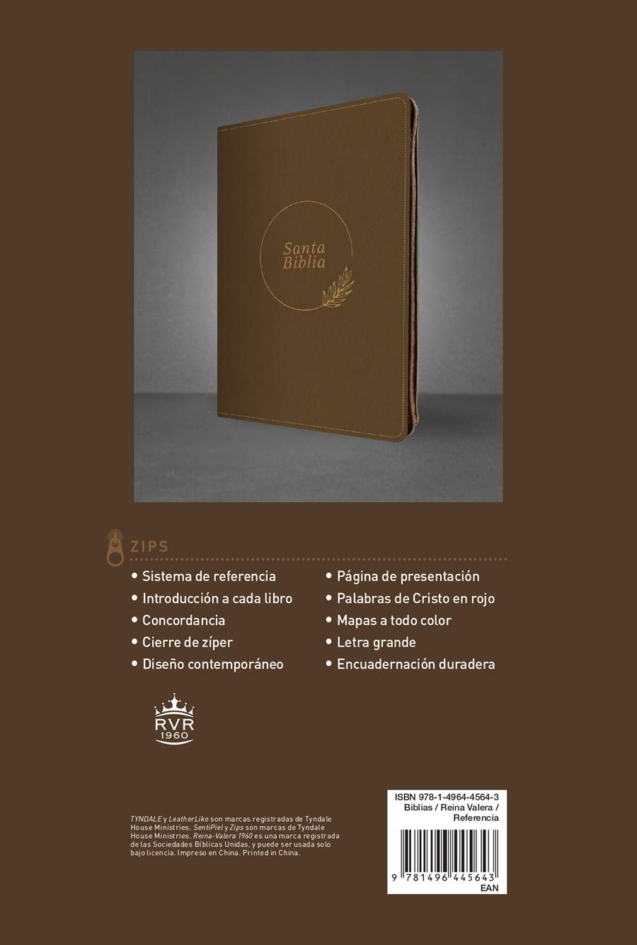 Biblia RVR60 Zíper con Referencias Café Letra Grande
