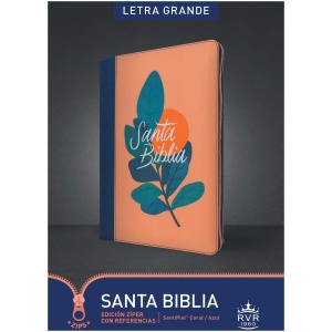 Biblia RVR60 Zíper Referencias Letra Grande Coral Azul