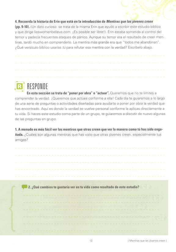 Mentiras que las jóvenes creen Guía de estudio