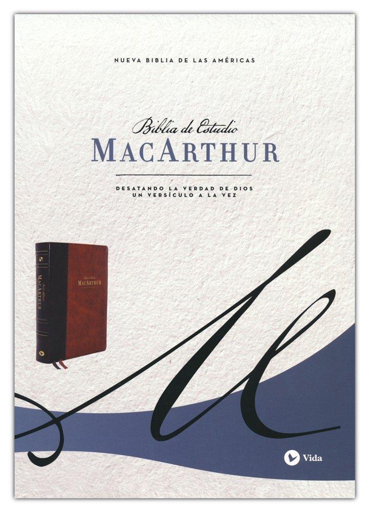NBLA Biblia de Estudio MacArthur LeatherSoft Café Interior a Dos Colores