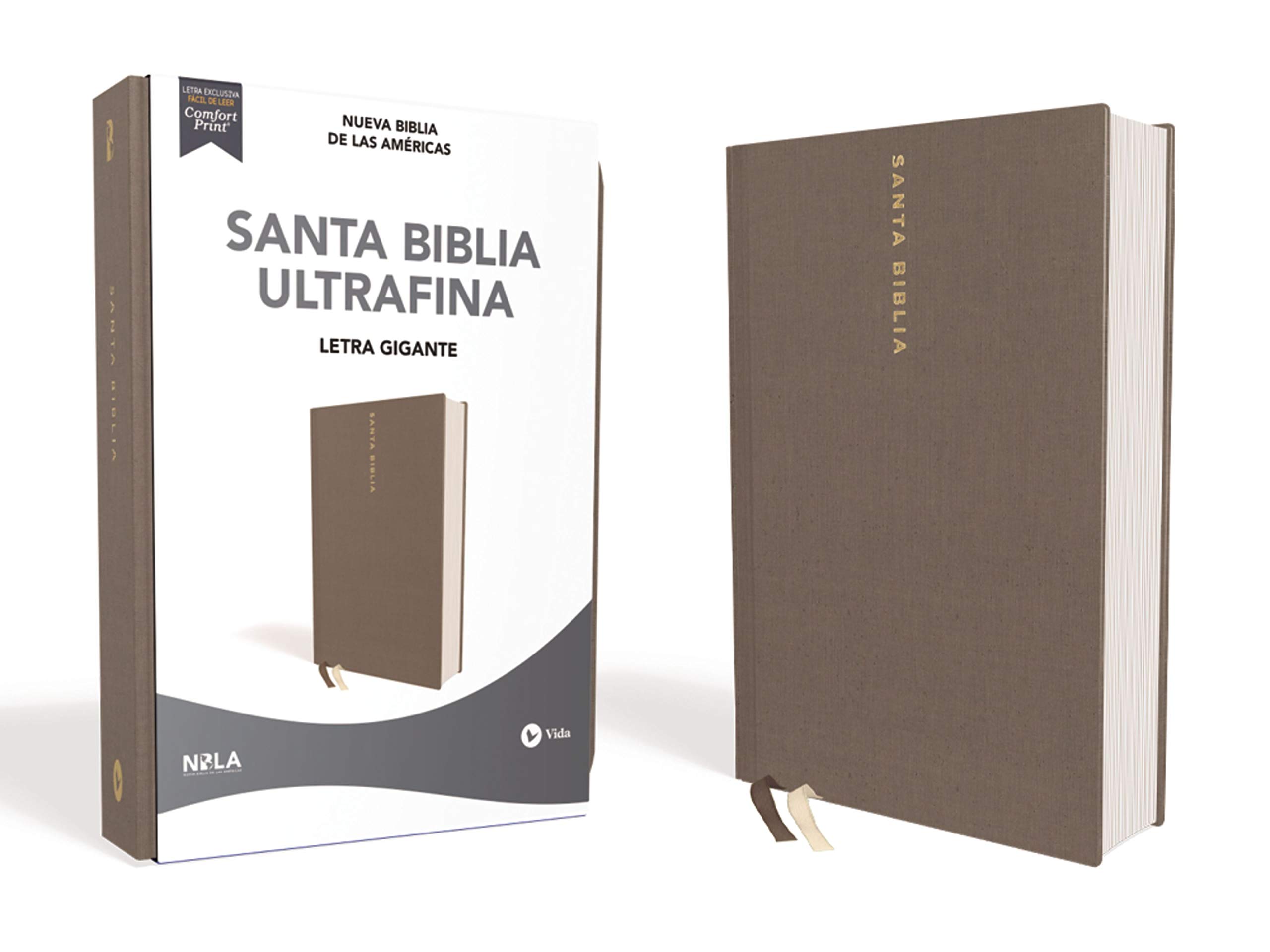 NBLA Biblia Ultrafina Letra Gigante Tapa dura Gris Edición Letra Roja