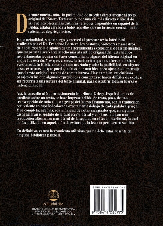 Nuevo Testamento Interlineal Griego-español