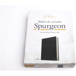 RVR 1960 Biblia de estudio Spurgeon, negro piel genuina