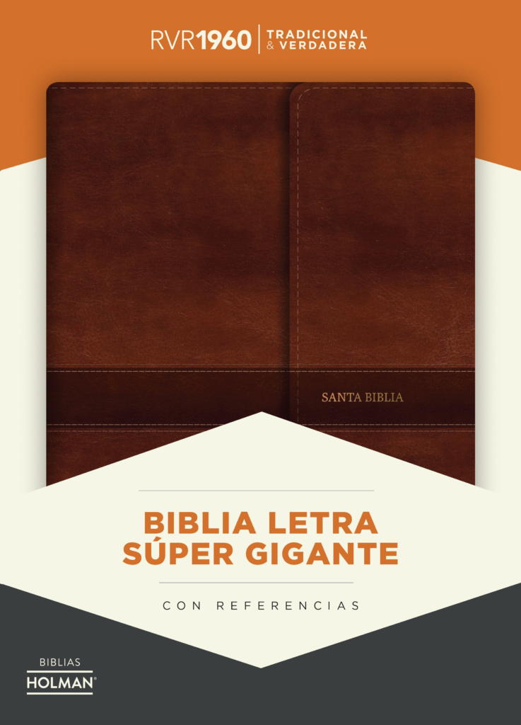 RVR 1960 Biblia Letra Súper Gigante marrón, símil piel y sol
