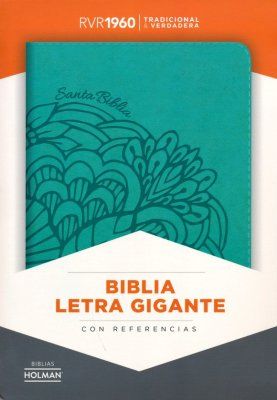 Rvr1960 Biblia Letra Super Gigante Aqua, Simil Piel Con Indice