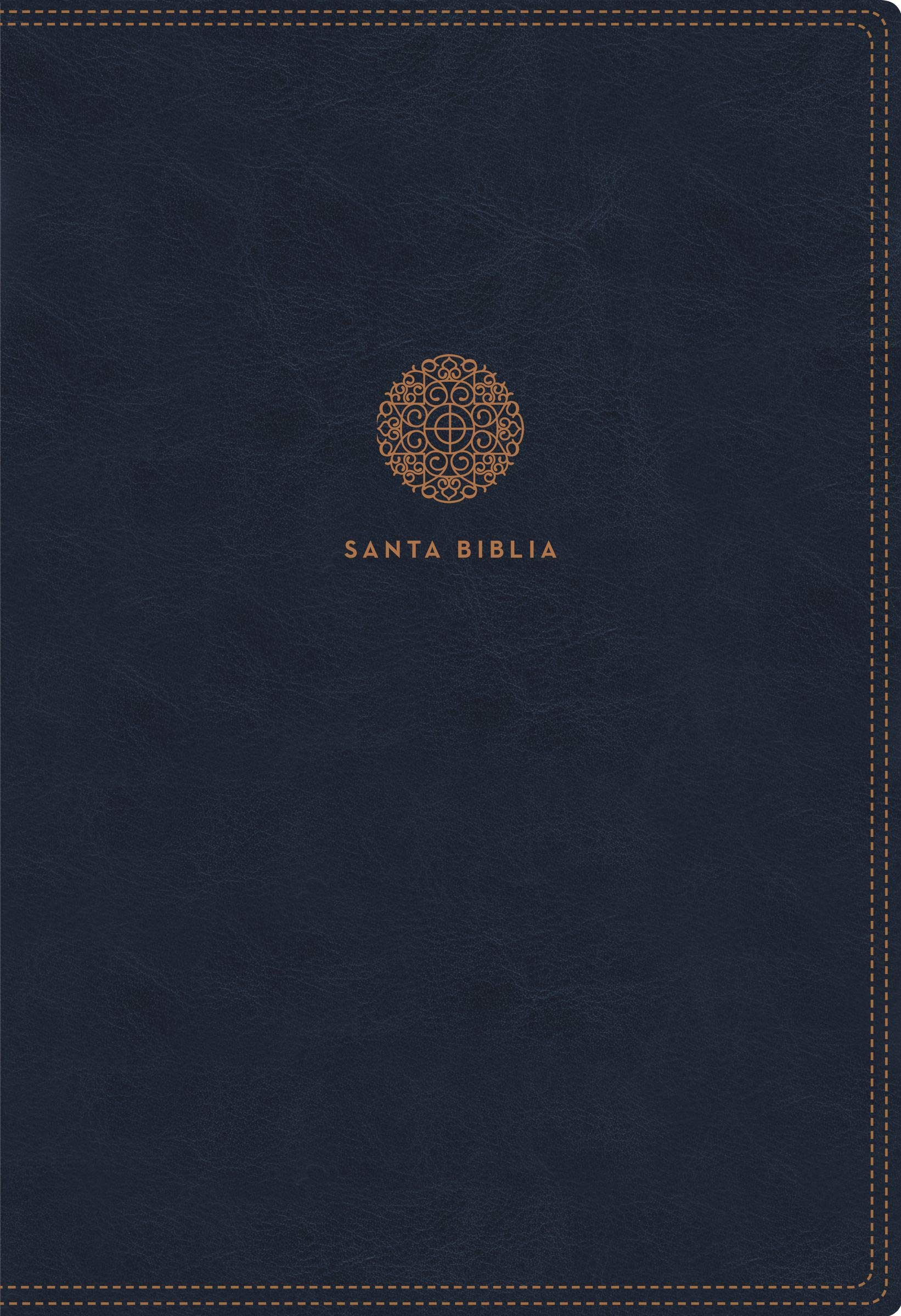 RVR60 Santa Biblia Letra Supergigante Leathersoft Índice Cierre Azul