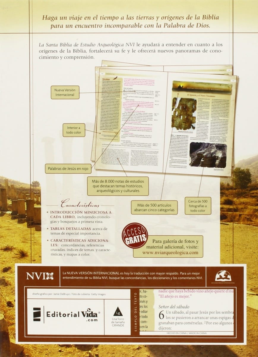 Santa Biblia De Estudio Arqueológica Nvi (piel Regenerada)
