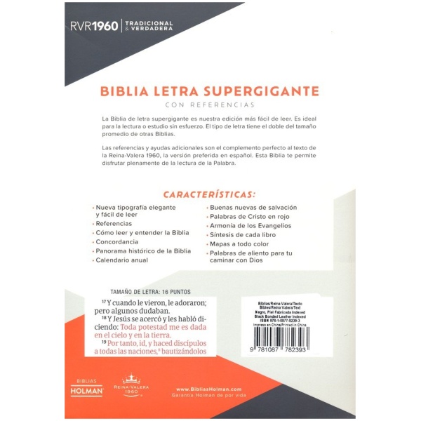 Biblia RVR1960 Letra Súper Gigante Negro Índice Cierre 17pt - Image 4