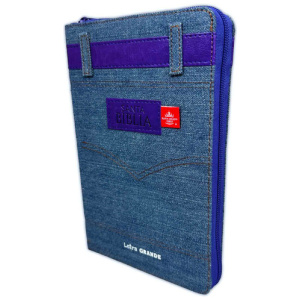 Biblia RVR1960 Letra Grande Manual Jean cinto Morado cierre 12.5pt 065PJR