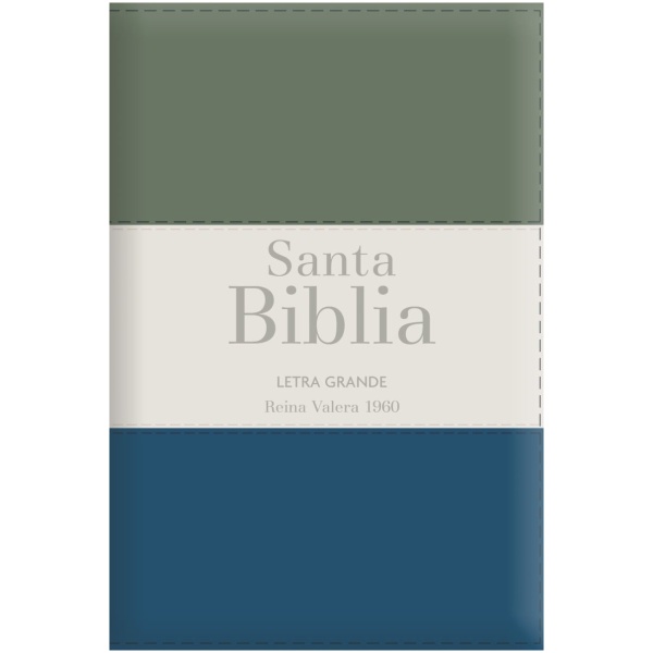 Biblia RVR1960 Letra Grande Tricolor Gris Crema  Azul Manual Cierre Índice