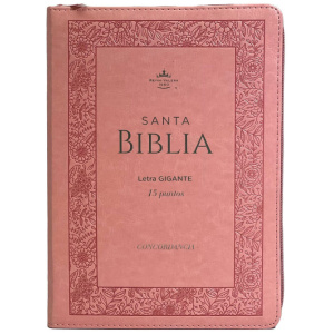 Biblia RVR1960 Gigante S Piel Rosa Flores Cierre Índice 15pt 085PJR