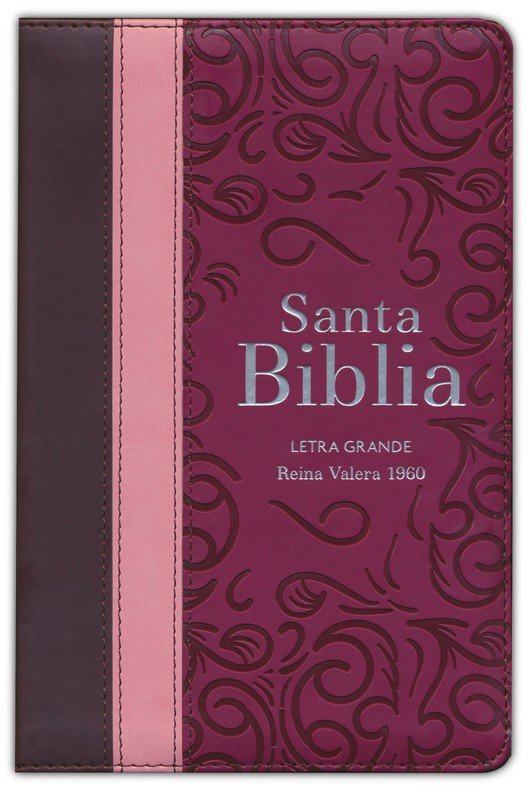 Biblia RVR1960 Letra Grande Guinda Palo Rosa Marrón Manual Cierre Índice