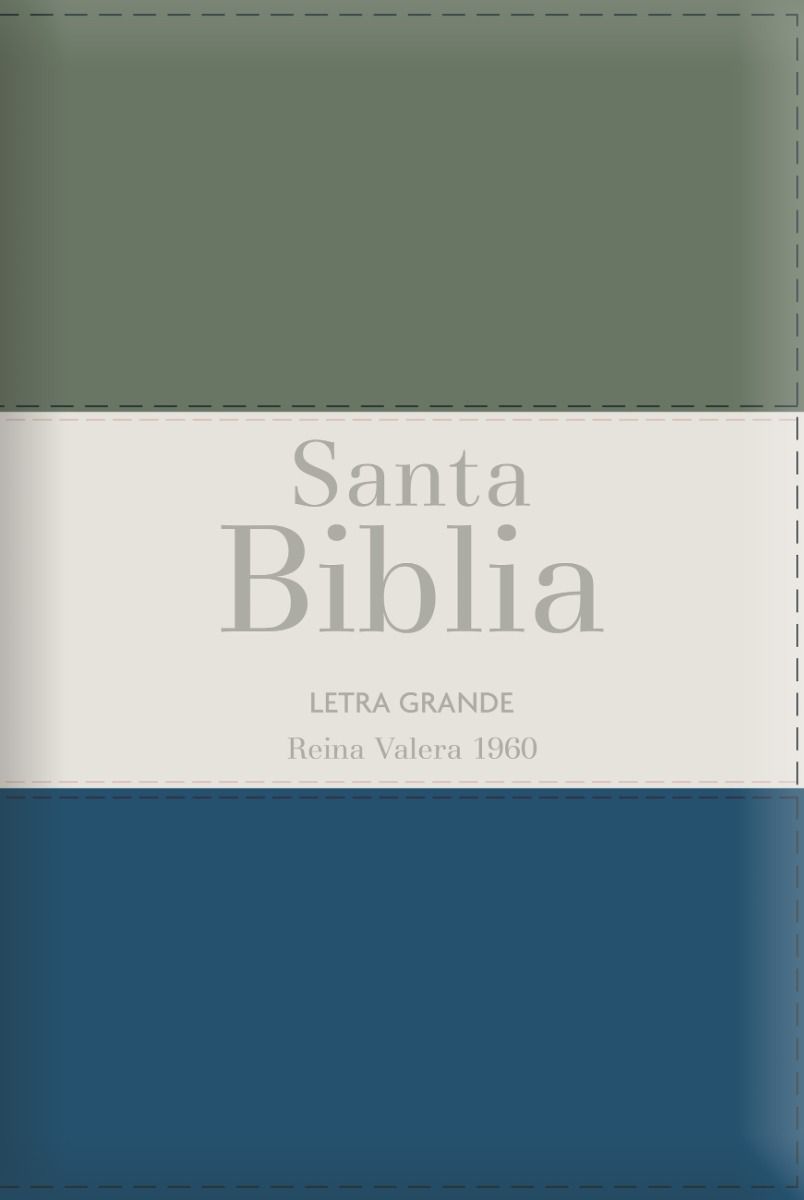 Biblia RVR1960 Letra Grande Tricolor Gris Crema Azul Manual Cierre Índice
