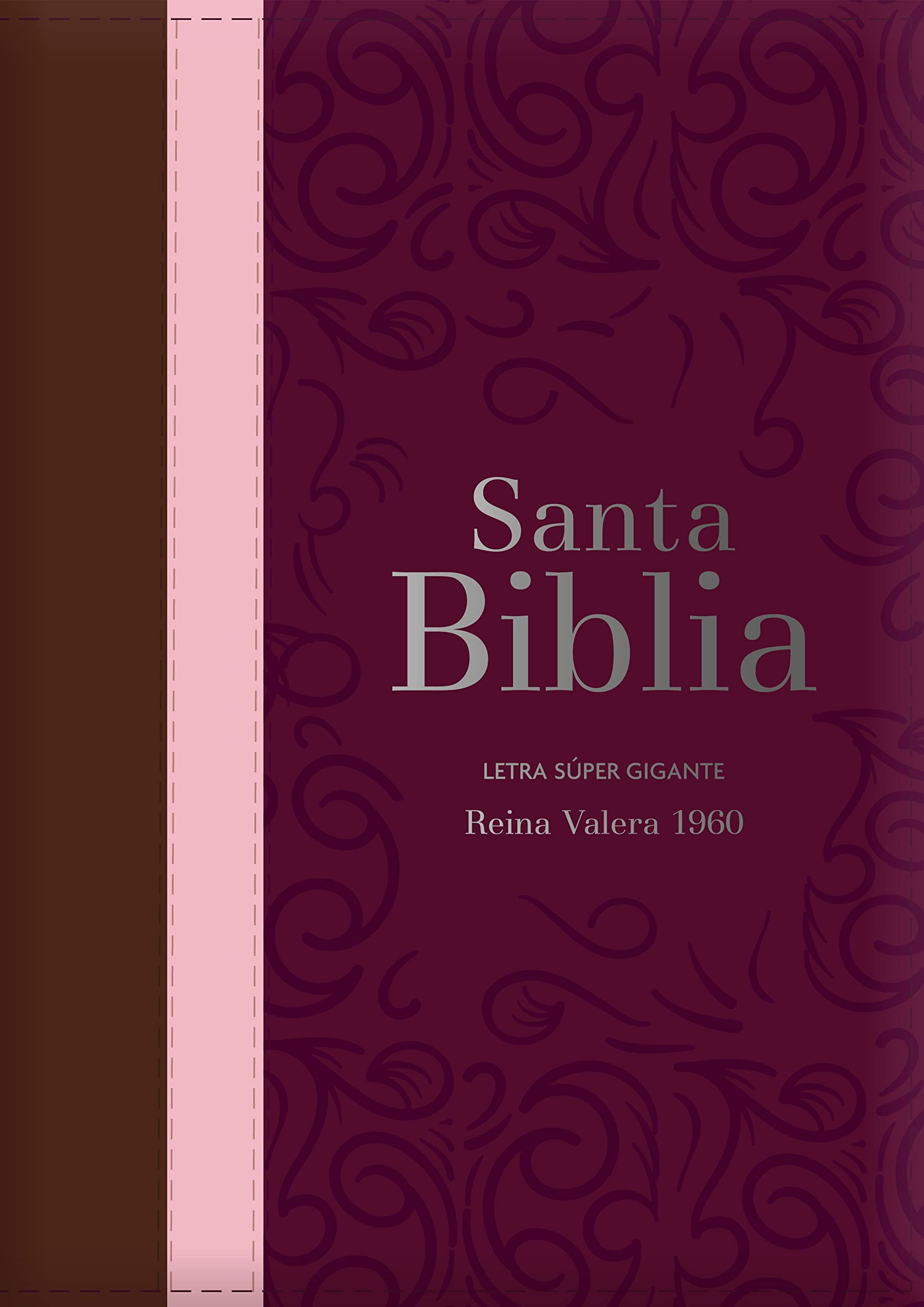 Biblia RVR1960 Letra Súper Gigante Guinda Palo Rosa Marrón Cierre Índice