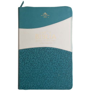 Biblia RVR1960 Manual Letra Grande Cierre Turquesa Blanco 12.5pt 065PJR
