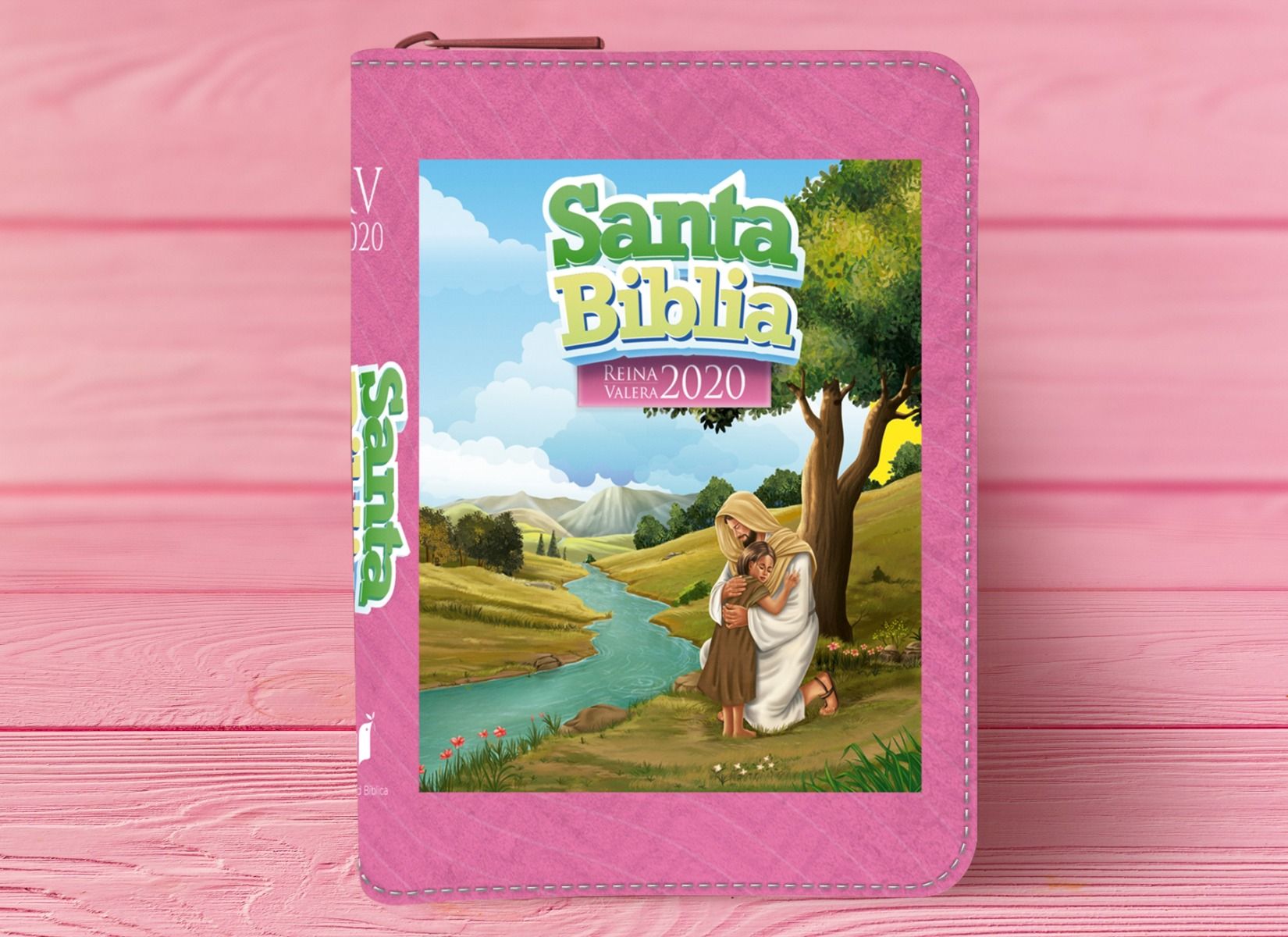 Biblia RVR2020 Para Ninas Rosada Vinilo Cierre
