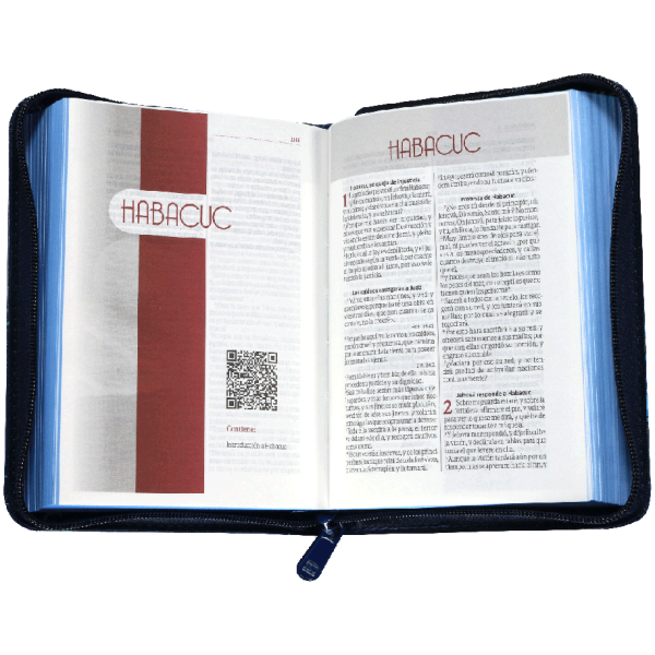 Biblia RVR1960 Bolsillo Im Piel Azul Brújula QR - Image 2