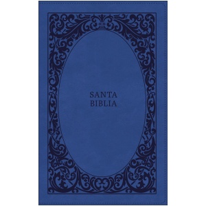 Biblia RVR1960 Tierra Santa Ultrafina Letra Grande Leathersoft Azul Cierre