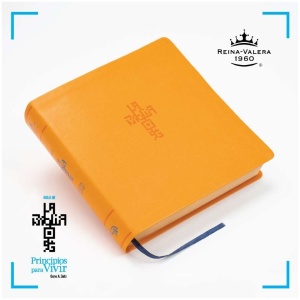 Biblia RVR1960 QR Principios para vivir simil piel naranja