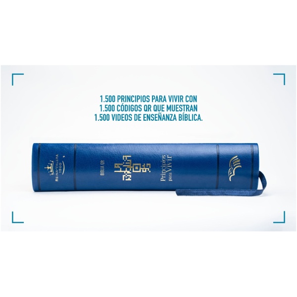 Biblia RVR1960 QR Principios para vivir simil piel azul - Image 2