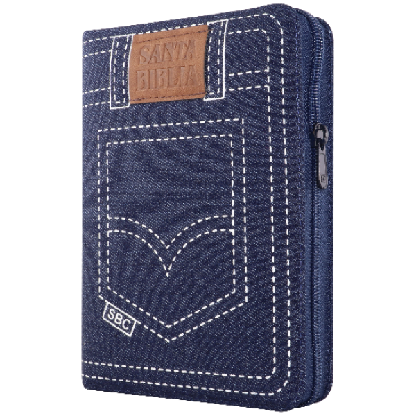 Biblia RVR1960 Mediana Jeans Azul  QR RVR054cJZTILGaPJR