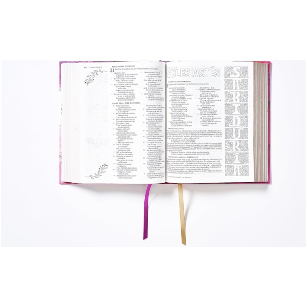 Biblia NBLA Artística Ilustrada Tapa Dura Tela Rosado PJR - Image 6
