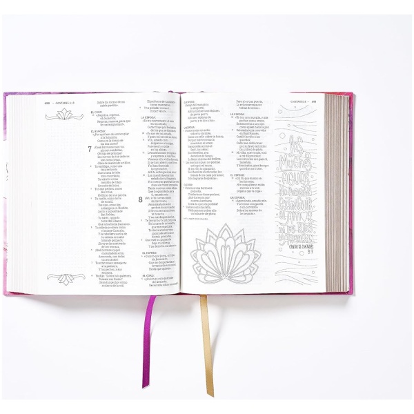 Biblia NBLA Artística Ilustrada Tapa Dura Tela Rosado PJR - Image 5