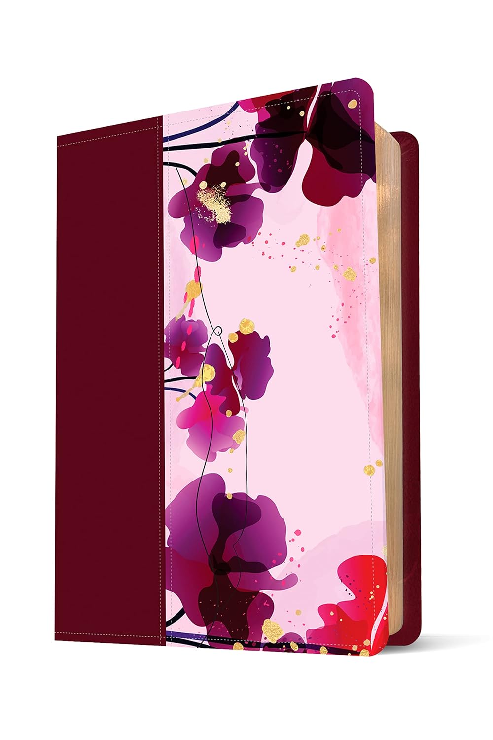 Biblia NTV Personal Letra Grande SentiPiel Jardín Morado Letra Roja