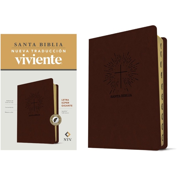 Biblia NTV Letra Súper Gigante SentiPiel Café Oscuro Índice PJR