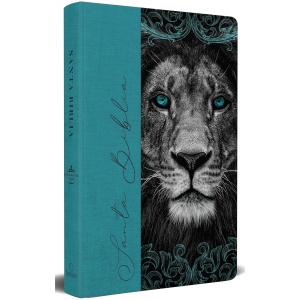 Biblia RVR1960 Manual Tapa Dura Tela León Aguamarina