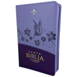 Biblia RVR1960 manual Letra Gigante im. piel cierre índice lila lila MARIPOSA