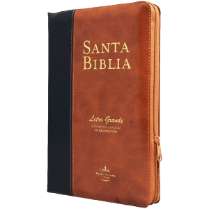 Biblia RVR1960 Mediana Letra Grande Imitación Piel Marrón/Negro 11pt