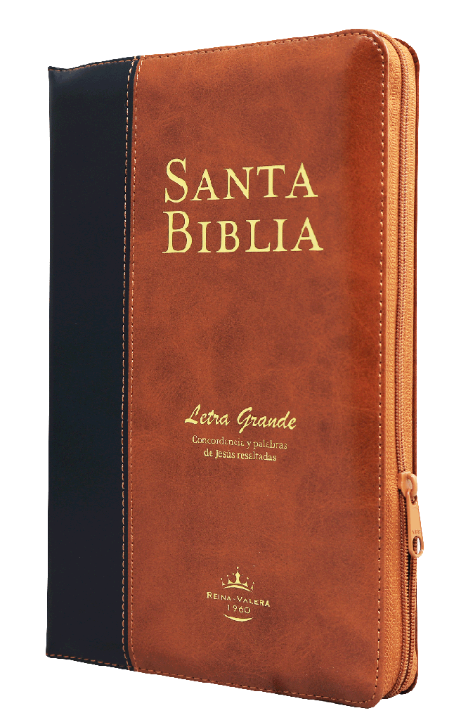 Biblia RVR1960 Mediana Letra Grande Imitación Piel Marrón/Negro 11pt
